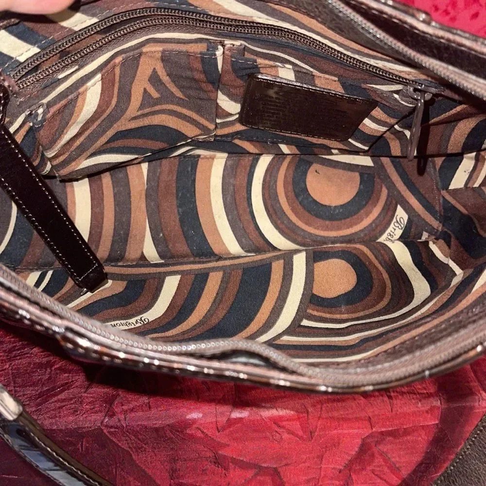 Brighton Collection Bronze Patent Leather Croc pattern Shoulder Bag‎